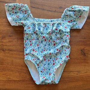 Janie and Jack Floral Ruffle Sleeve Swimsuit